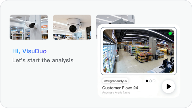 Hero banner of VisuDuo AI video analysis system homepage.